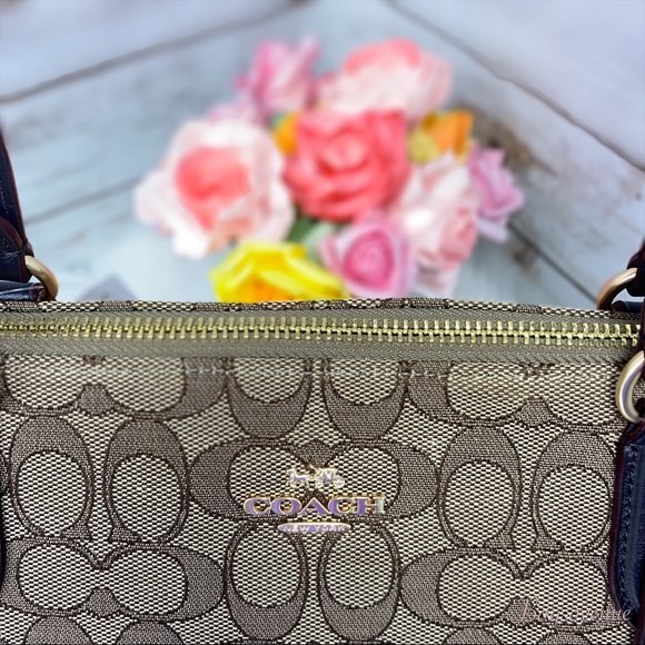 Coach signature zip tote khaki brown tote shoulder - Picture 3 of 8